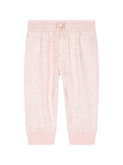 Shop Dolce & Gabbana Logo-print Cotton-jersey Leggings In Pink