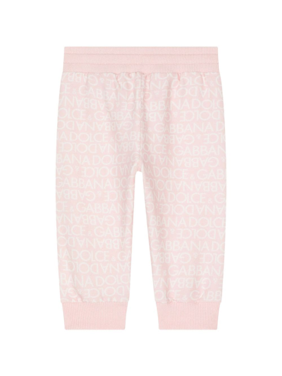 Shop Dolce & Gabbana Logo-print Cotton-jersey Leggings In Pink
