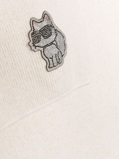 Karl Lagerfeld Ikon 2.0 Wool Scarf In Neutrals