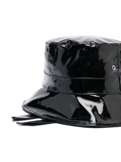 Karl Lagerfeld Patent-finish Bucket Hat In Black