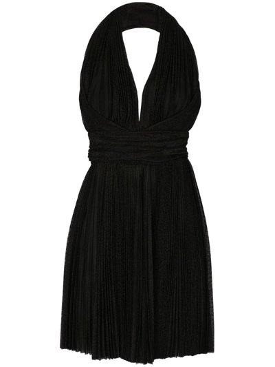 Shop Dolce & Gabbana Plissé Halterneck Minidress In Black
