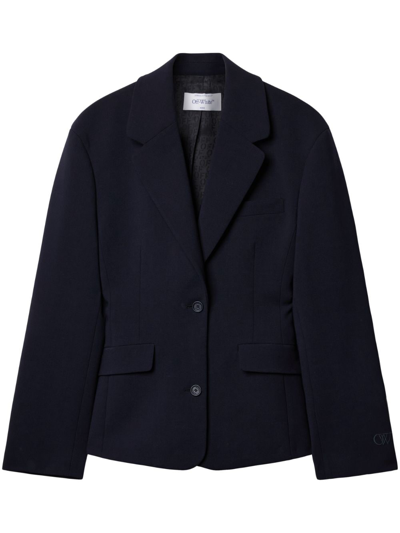 Shop Off-white Single-breasted Structured Blazer In Blue