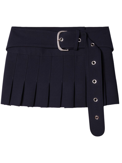 Shop Off-white Belted Pleated Miniskirt In Blue