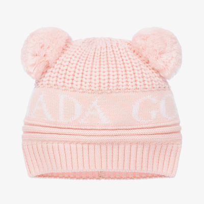 Shop Canada Goose Pink Merino Wool Baby Hat