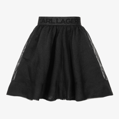 Shop Karl Lagerfeld Kids Girls Striped Black Organza Skirt