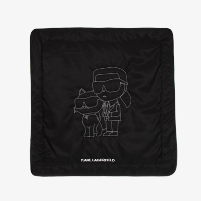Shop Karl Lagerfeld Kids Black & White Padded Blanket (87cm)