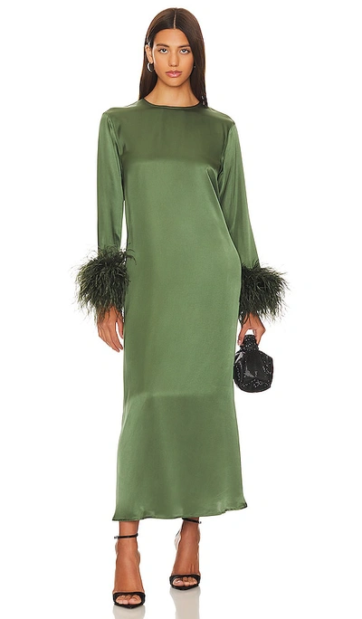 Shop Sleeper Suzi Maxi Dress With Detachable Feather In Green