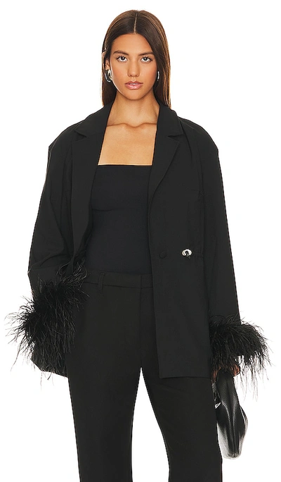 Shop Sleeper Girl With Pearl Button Blazer With Feathers In Black