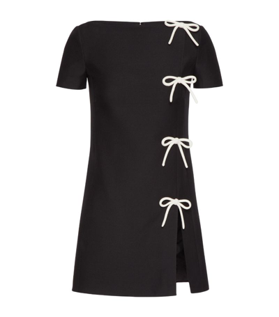 Shop Valentino Virgin Wool Bow Mini Dress In Black