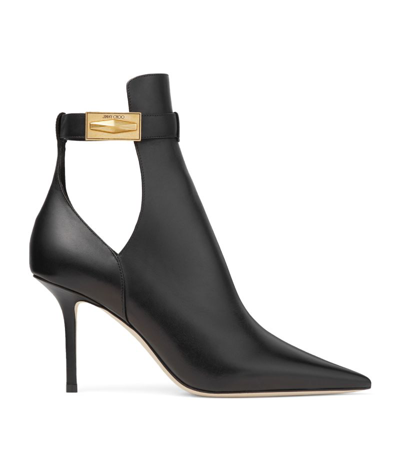 Shop Jimmy Choo Nell 85 Leather Ankle Boots In Black