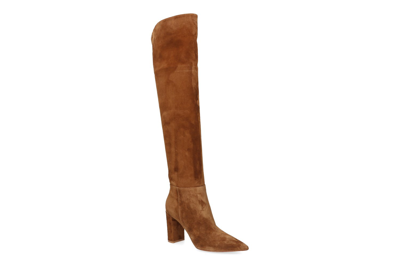 Shop Gianvito Rossi Overknees Piper Boot In Brown