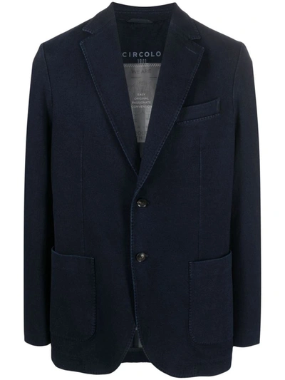 Shop Circolo 1901 Single-breasted Cotton Jacket In Blue