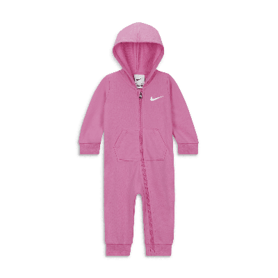 Shop Nike Essentials Hooded Coverall Baby Coverall In Pink