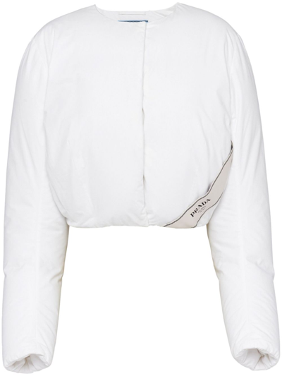 Shop Prada Cropped Padded Jacket In White