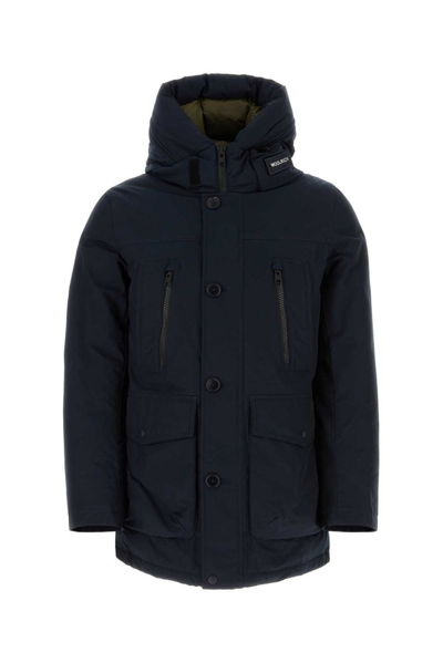 Shop Woolrich Hooded Padded Parka Coat In Navy