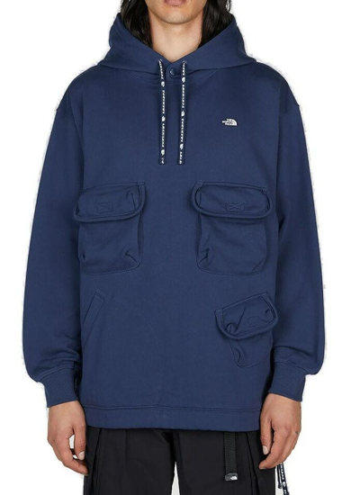 Shop The North Face Patch Pocket Hooded Sweatshirt In Blue
