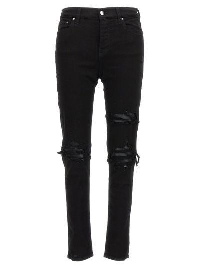 Shop Amiri Mx1 High Waisted Distressed Skinny Jeans In Black