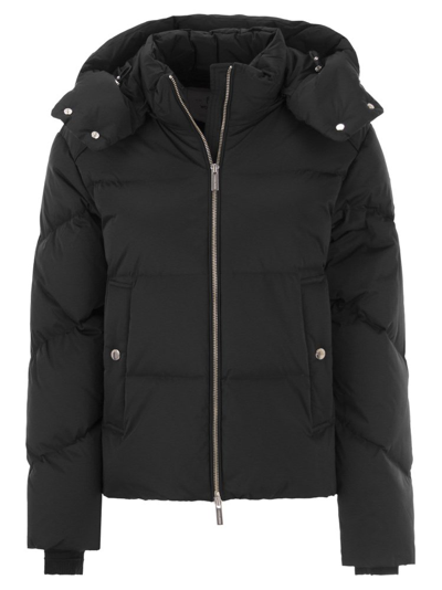 Shop Woolrich Zip Up Hooded Coat In Black