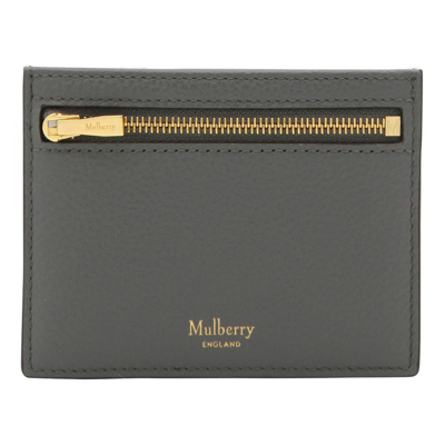 Shop Mulberry Compact Logo Printed Cardholder In Grey