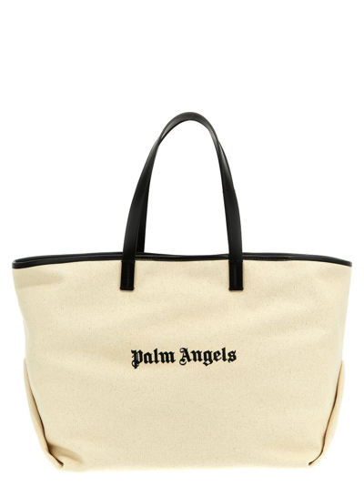 Shop Palm Angels Logo Embroidered Tote Bag In White