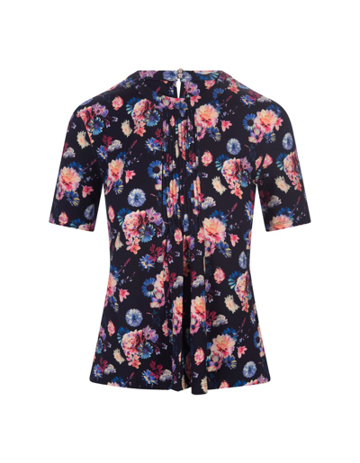 Shop Rabanne Paco  Floral Print Pleated Top In Multi