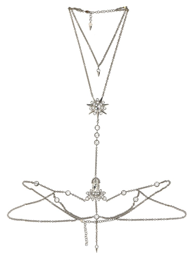 Shop Rabanne Paco  Crystal Embellished Star Pendant Body Chain In Silver