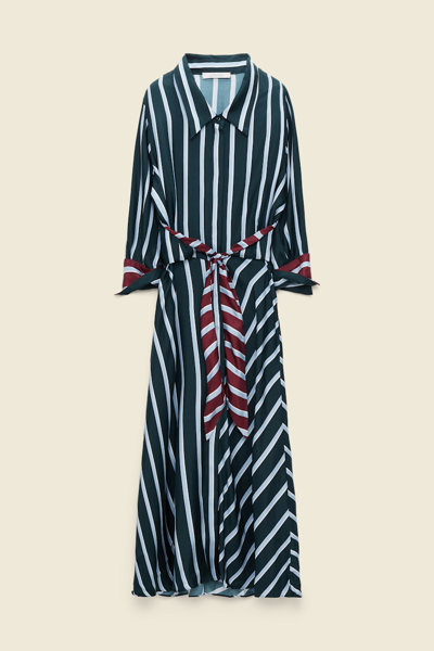 Shop Dorothee Schumacher Striped Silk Shirtdress In Multi Colour