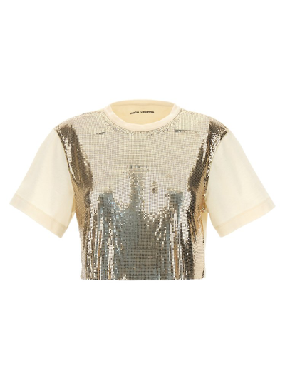 Shop Rabanne Paco  Chainmail Effect Cropped T In Gold
