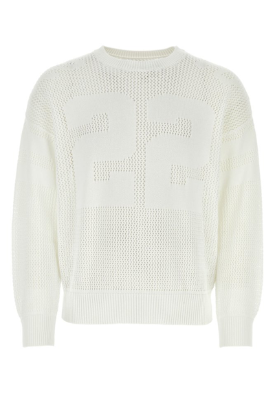 Shop Amiri Tiger Motif Crewneck Mesh Knitted Sweatshirt In White