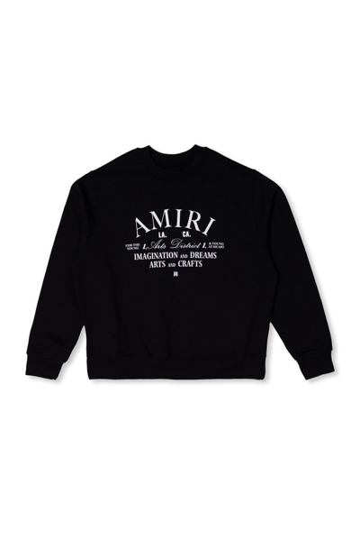 Shop Amiri Kids Logo Printed Crewneck Sweatshirt In Black