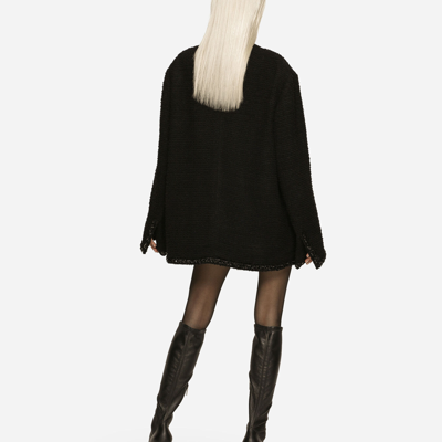 Dolce & Gabbana Single-breasted Bouclé Jacket In Black