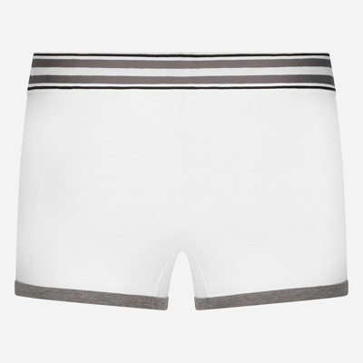 Shop Dolce & Gabbana Regular-fit Two-way Stretch Jersey Boxers With Dg Logo In Grey