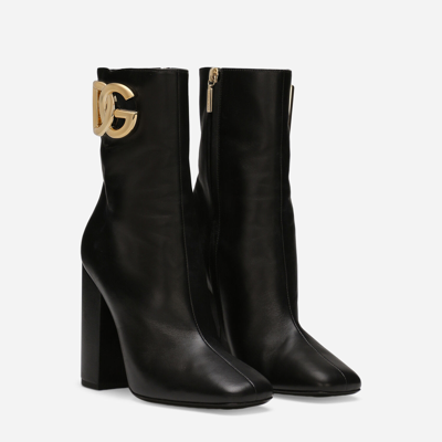 Shop Dolce & Gabbana Nappa Leather Ankle Boots In Black