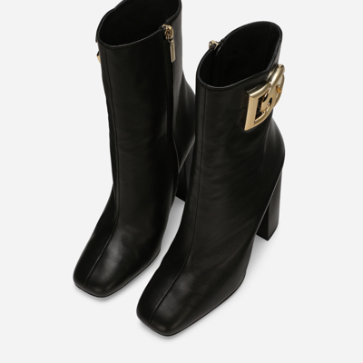 Shop Dolce & Gabbana Nappa Leather Ankle Boots In Black