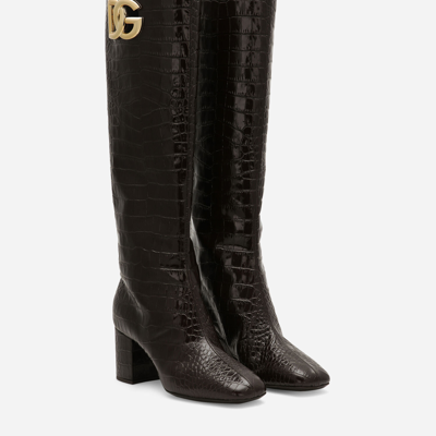 Shop Dolce & Gabbana Calfskin Boots In Brown