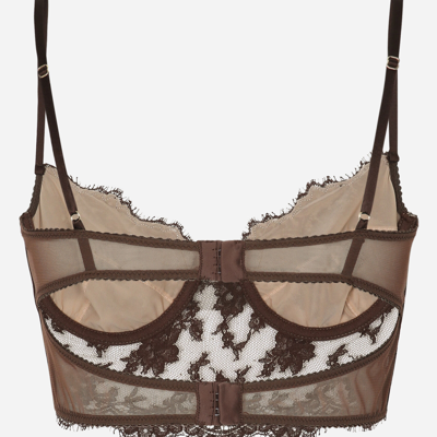 Shop Dolce & Gabbana Lace Lingerie Top In Brown