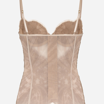 Shop Dolce & Gabbana Lace And Tulle Lingerie Top In Pale Pink