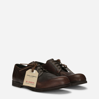 Shop Dolce & Gabbana Leather Derby Shoes In Brown