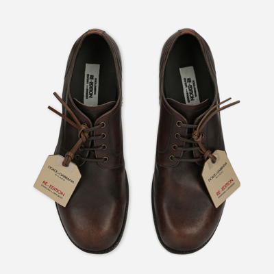 Shop Dolce & Gabbana Leather Derby Shoes In Brown