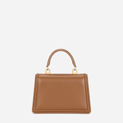 Dolce & Gabbana Small Devotion Crossbody Bag In Calf Leather In Beige