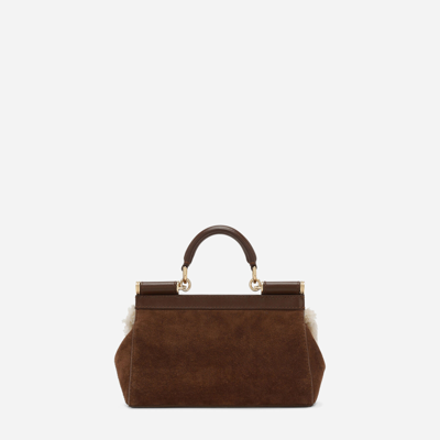 Shop Dolce & Gabbana Small Sicily Handbag In Brown