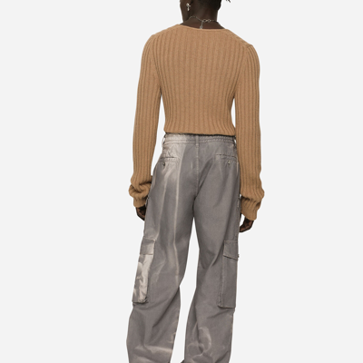 Shop Dolce & Gabbana Garment-dyed Cotton Canvas Cargo Jogging Pants In Multicolor