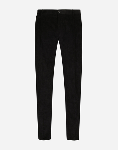 Shop Dolce & Gabbana Stretch Corduroy Pants In Black