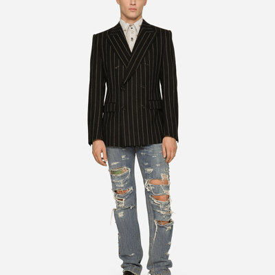 Dolce & Gabbana Pinstripe Double-breasted Blazer In Multicolor