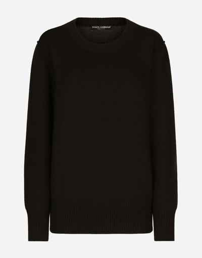 Shop Dolce & Gabbana Wool Round-neck Sweater In Black