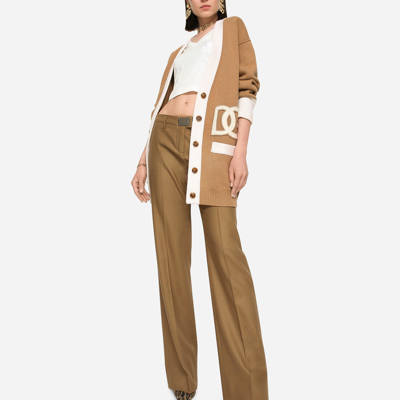 Dolce & Gabbana Logo-patch Virgin Wool Cardigan In Multicolor