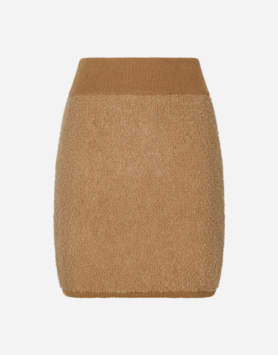 Shop Dolce & Gabbana Short Cashmere And Alpaca Wool Skirt In Multicolor