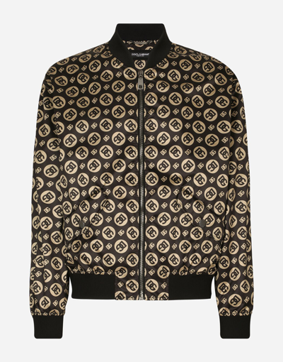 Shop Dolce & Gabbana Nylon Jacket With All-over Dg Logo Print In Black