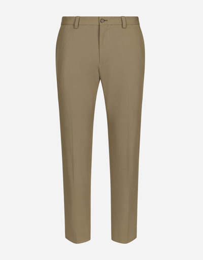 Shop Dolce & Gabbana Stretch Cotton And Cashmere Pants In Brown