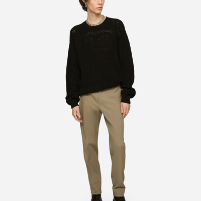 Shop Dolce & Gabbana Stretch Cotton And Cashmere Pants In Brown